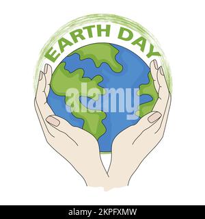 OUR EARTH Planet World Day Ecological Environmental Pollution Global People Problem Globe In Hands Banner Cartoon Clip Art Vector Illustration Set For Stock Vector