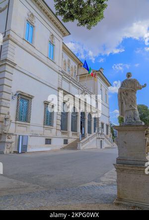 View of the facade of the Galleria Borghese inside the public park of Villa Borghese in Rome, Italy. Stock Photo