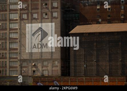 Archer Daniels Midland world grain sign on the Buffalo waterfront in NY Stock Photo