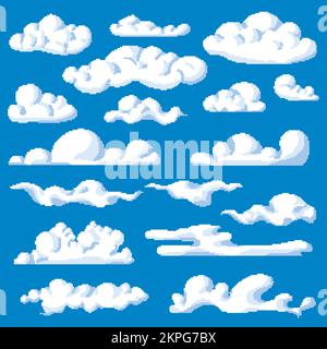 Pixelated clouds for game play setting 8 bits Stock Vector