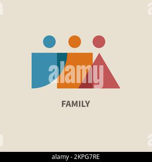 Family, friends geometric minimal logo. Teamwork concept, group icon Stock Vector