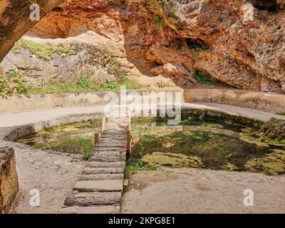 Roman thermal baths Germisara in Geoagiu in summer Stock Photo