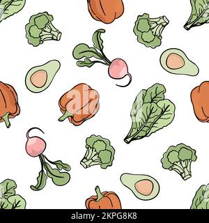 PEPPER BACKDROP Vegetarian Proper Nutrition Natural Food Paleo Diet Menu Seamless Pattern Vector Illustration For Print Stock Vector