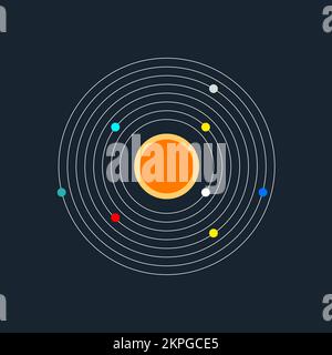 Solar system illustration. Sun and planets Stock Vector