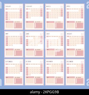 PINK PLANNER 2022 Year Printable Template Business Organizer Schedule Page For A Day For Effective Planning Paper Sheet Design Clip Art Vector illustr Stock Vector