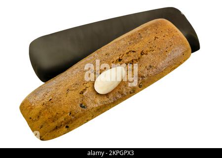 2 various ginger bread cakes with chocolate and almonds isolated on white background Stock Photo