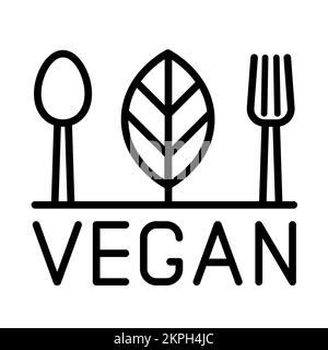 vegan outline logo icon isolated on white Stock Vector