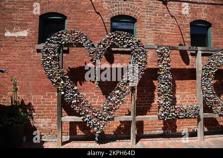 The padlocks of love in Toronto, Canada Stock Photo