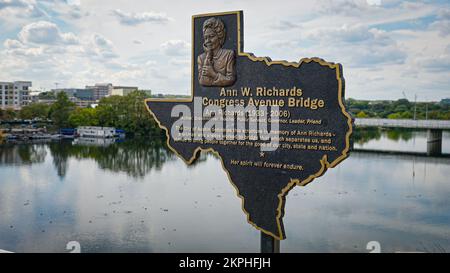 Ann W Richards Congress Avenue Bridge in Austin - AUSTIN, UNITED STATES - OCTOBER 31, 2022 Stock Photo