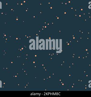 STARDUST Abstract Orange Points In Universe Space On A Dark Blue Background Seamless Pattern Vector Illustration For Print Stock Vector