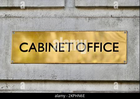 Cabinet Office Sign, Whitehall, Westminster, London. UK Stock Photo