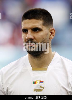 Doha, Qatar. 28th Nov, 2022. AL WAKRAH - Aleksandar Mitrovic of Serbia during the FIFA World Cup Qatar 2022 group G match between Cameroon and Serbia at Al Janoub Stadium on November 28, 2022 in Al Wakrah, Qatar. AP | Dutch Height | MAURICE OF STONE Credit: ANP/Alamy Live News Credit: ANP/Alamy Live News Credit: ANP/Alamy Live News Stock Photo