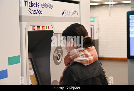 Public transport fares will increase in 2023. The annual Navigo pass, as planned, is to rise from 75.20 euros to 90 euros. The price of a single metro ticket will jump from €1.90 to €2.30, an increase of 21%. The weekly Navigo pass will see the highest inflation, with an increase of 36% for the Bus, Metro and RER. Paris, France on November 28, 2022. Photo by Tomas Stevens/ABACAPRESS.COM Stock Photo