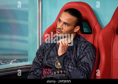 AL KHOR, QATAR - NOVEMBER 27: Leroy Sane of Germany looks on prior to the Group E - FIFA World Cup Qatar 2022 match between Spain and Germany at the Al Bayt Stadium on November 27, 2022 in Al Khor, Qatar (Photo by Pablo Morano/BSR Agency) Stock Photo