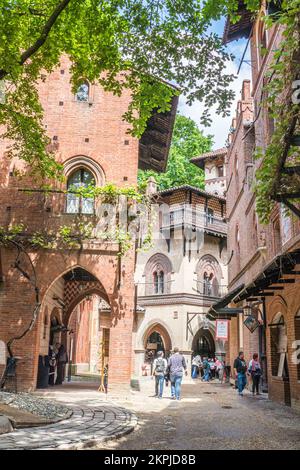 urin, Italy - 05-06-2022: The beautiful medieval village in the Valentino Park in Turin Stock Photo