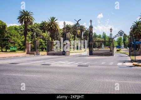 Iron gates to Parque General San Martin in Mendoza, Argentina Stock Photo