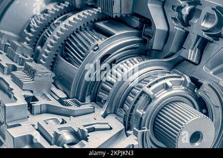 Car gear mechanics interior cog wheels Stock Photo