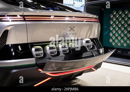 Namx HUV hydrogen fuel cell car with removable tank system showcased at the Paris Motor Show, France - October 17, 2022. Stock Photo