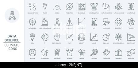 machine learning outline icons collection. machine, learning, AI ...