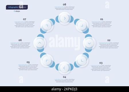 Eight option circle infographic design template. Vector illustration Stock Vector
