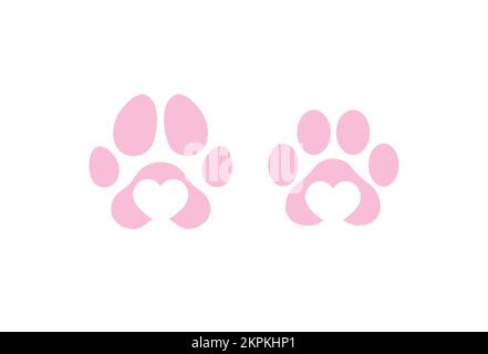 Cat, kitty paw, cute vector illustration, icon or sticker on pink  background. Stock Vector