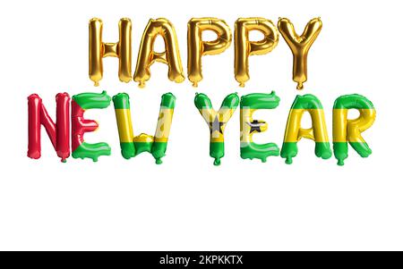 3d illustration of happy new year letter balloons with Sao Tome and Principe flag color isolated on white background Stock Photo