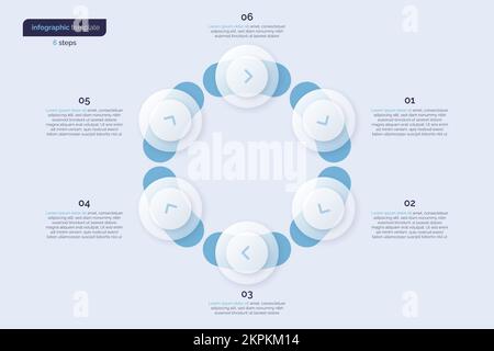 Six option circle infographic design template. Vector illustration Stock Vector