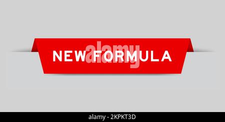 Red color inserted label with word new formula on gray background Stock Vector