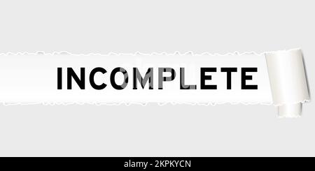 Ripped gray paper background that have word incomplete under torn part Stock Vector