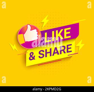 Like and Share, Social symbol in dynamic style. Stock Vector
