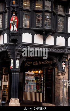 Black-and-white Revival timber frame in the English town of Chester. Stock Photo