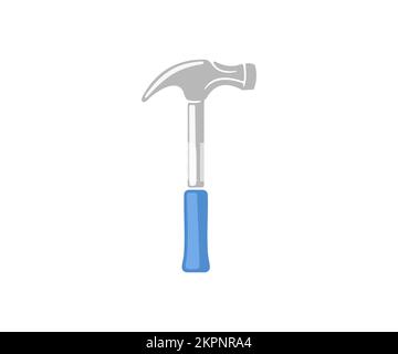 Hammer with a rubberized handle, tool, nail puller, carpenter and joiner's tool, graphic design. Work and construction tool, renovation, repair Stock Vector
