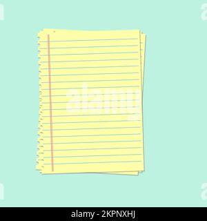 Yellow lined paper. Notebook paper sheet. Blank paper notepad in line vector Stock Vector