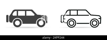 Car icon SUV. Flat and line icon. Transport concept. Vector illustration isolated on white background. Stock Vector