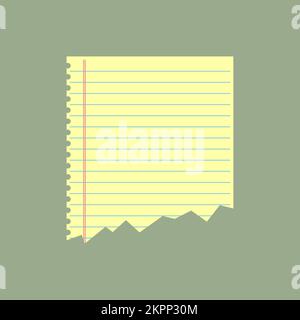 White ripped notebook paper, torn note paper strips stuck on squared ...