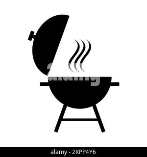 Outdoor grill vector. BBQ grill icon isolated on white background Stock Vector