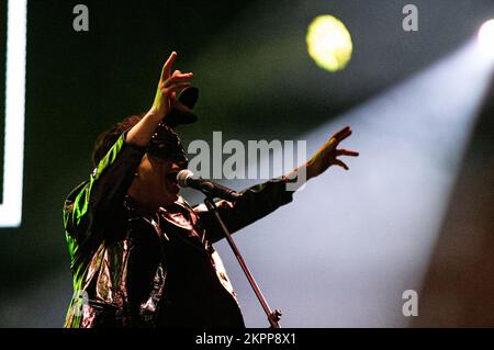 Bogota, Colombia. 27th Nov, 2022. Argentinian band 'Miranda!' closes the second day of Rock al Parque during the comeback of 'Rock al Parque' music festival, the biggest rock festival in latin america and the third biggest rock festival in the world, in Bogota, Colombia, November 27, 2022. (Photo by Sebastian Barros/NurPhoto) Credit: NurPhoto/Alamy Live News Stock Photo