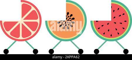Baby strollers parking illustration. Cute funny trollers for children concept. Parking zone symbol. Vector. Stock Vector