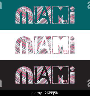 Creative design Miami typography. Vector graphic print for t-shirt. CMYK colors Stock Vector