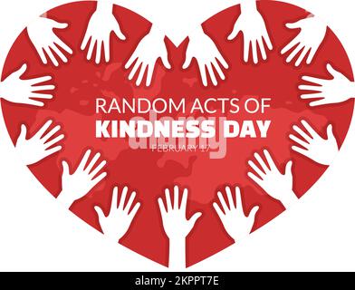 Random Acts of Kindness on February 17th Various Small Actions to Give Happiness in Flat Cartoon Hand Drawn Template Illustration Stock Vector