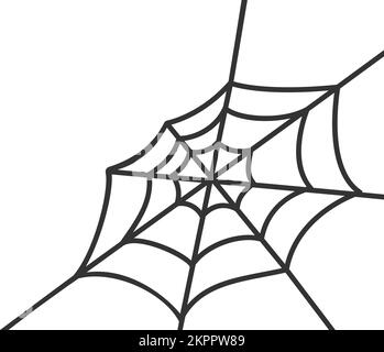 Cobweb in corner isolated on white background. Hand drawn spider web texture. Halloween party design. Vector illustration in doodle style. Stock Vector