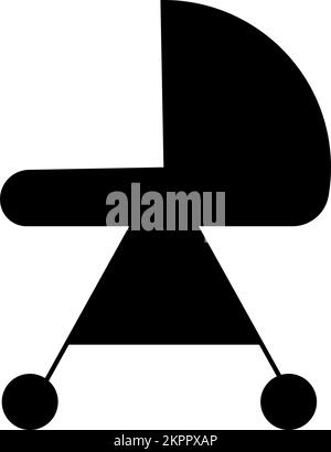 Baby strollers sign. Black symbol on a white background for information signs, placard, public transport. Marking a zone for parking strollers. Vector. Stock Vector