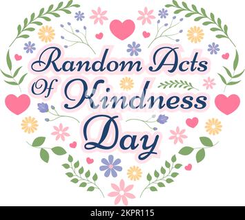 Random Acts of Kindness on February 17th Various Small Actions to Give Happiness in Flat Cartoon Hand Drawn Template Illustration Stock Vector