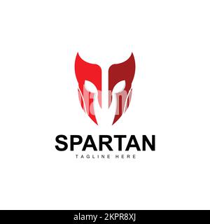 Spartan Logo, War Helmet Suit Vector, Barbarian Armor Icon, Viking, Gym Fit Design, Fitness Stock Vector