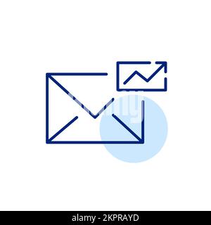 Mail statistics. Growing positive trend. Pixel perfect, editable stroke line icon Stock Vector