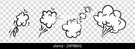 Comic boom effect clouds. Set of explosion bubbles and smoke. Vector illustration isolated Stock Vector