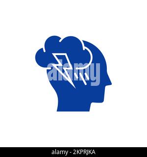 Human head icon with storm and lightning. Vector illustration. Stock Vector