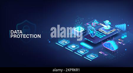 Personal data protection and cyber security of your phone Stock Vector