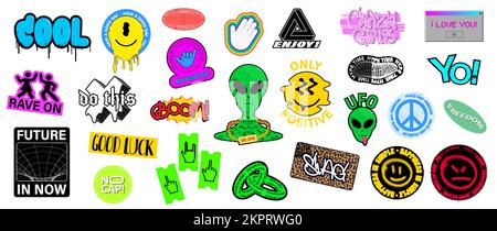 Cool colorful sticker pack. Collection Trendy Badges Stock Vector