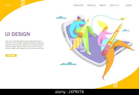 UI design vector website template, web page and landing page design for website and mobile site development. User interface design courses, classes on Stock Vector